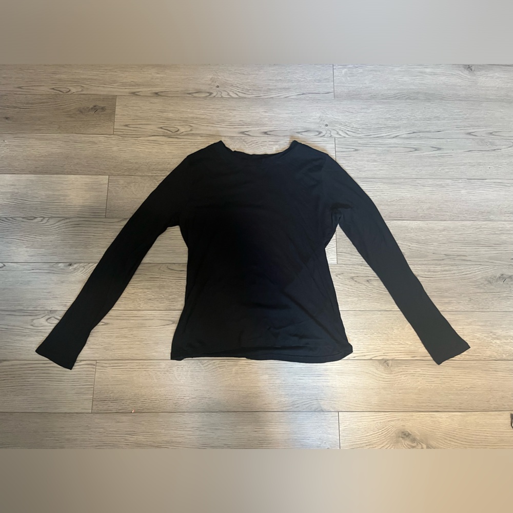 MADEWELL FINE RIBBED CREWNECK LONG SLEEVE TEE BLACK SIZE XL